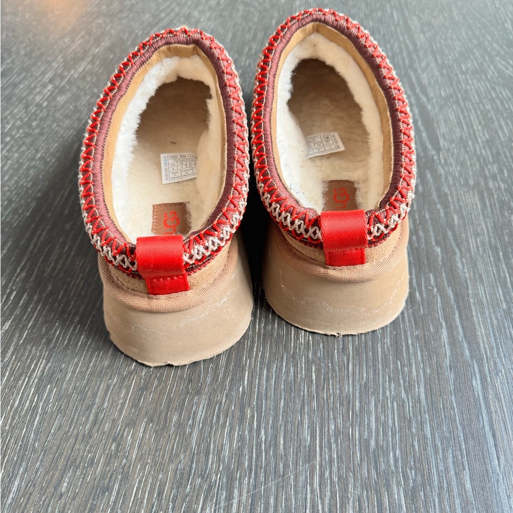 UGG Kids Brown and Red Suede Slippers - Picture 3 of 4